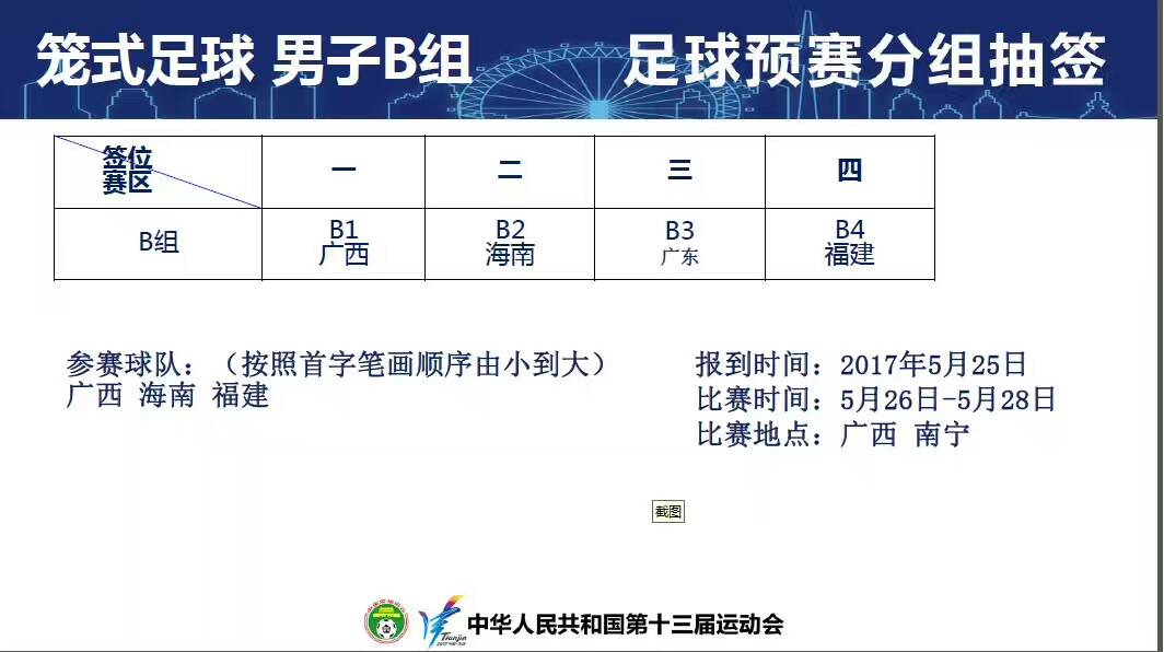 全运会笼式足球预赛抽签出炉：海南位列B组 5月26日激战南宁