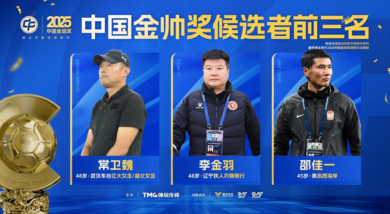 2025中国金球奖将花落谁家？ 李金羽蒯纪闻王钰栋入选